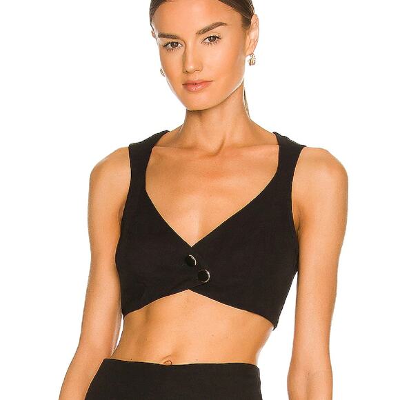 House‎ of Harlow Solaro Top Black Button Front Sleeveless Crop Sz XS Women - Picture 1 of 10